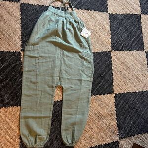 Stem Kids Overalls in Sage Green